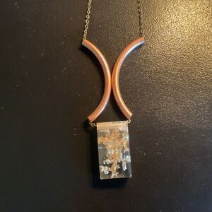 NWOT vintage art deco foil and brass necklace